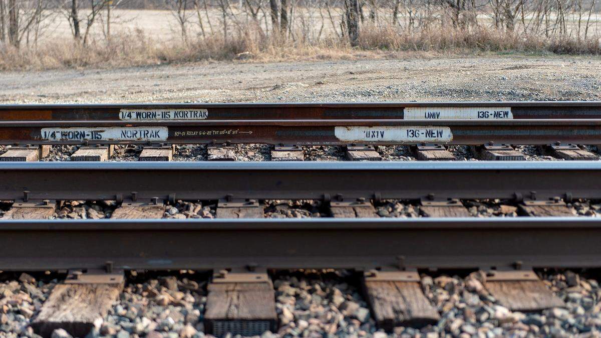 Railroad tracks are seen on Friday, Dec. 2, 2022, near Bazaar, Kan.