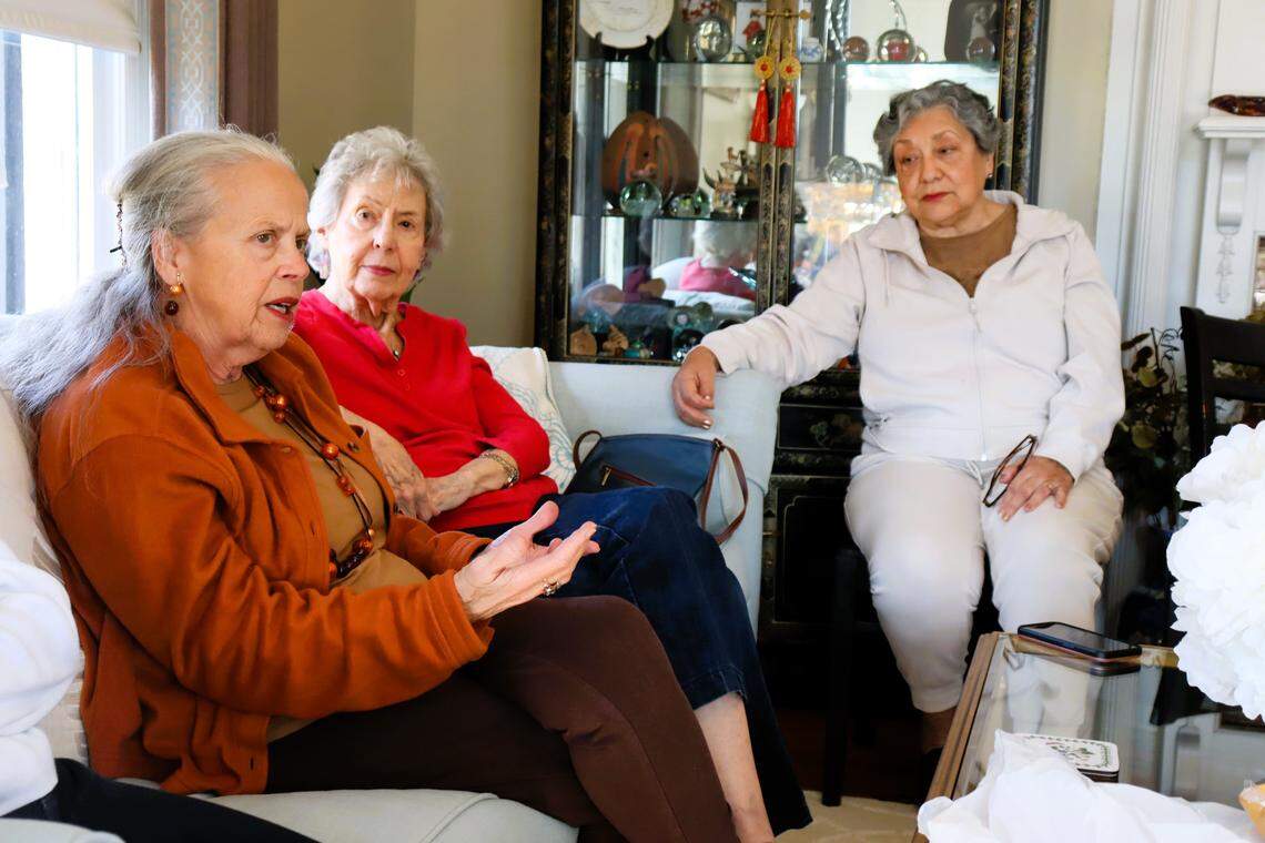 Wanda Lowe, Ellen Davis and Roseanne Prado discuss their concerns about a proposed data center in Hogansville.