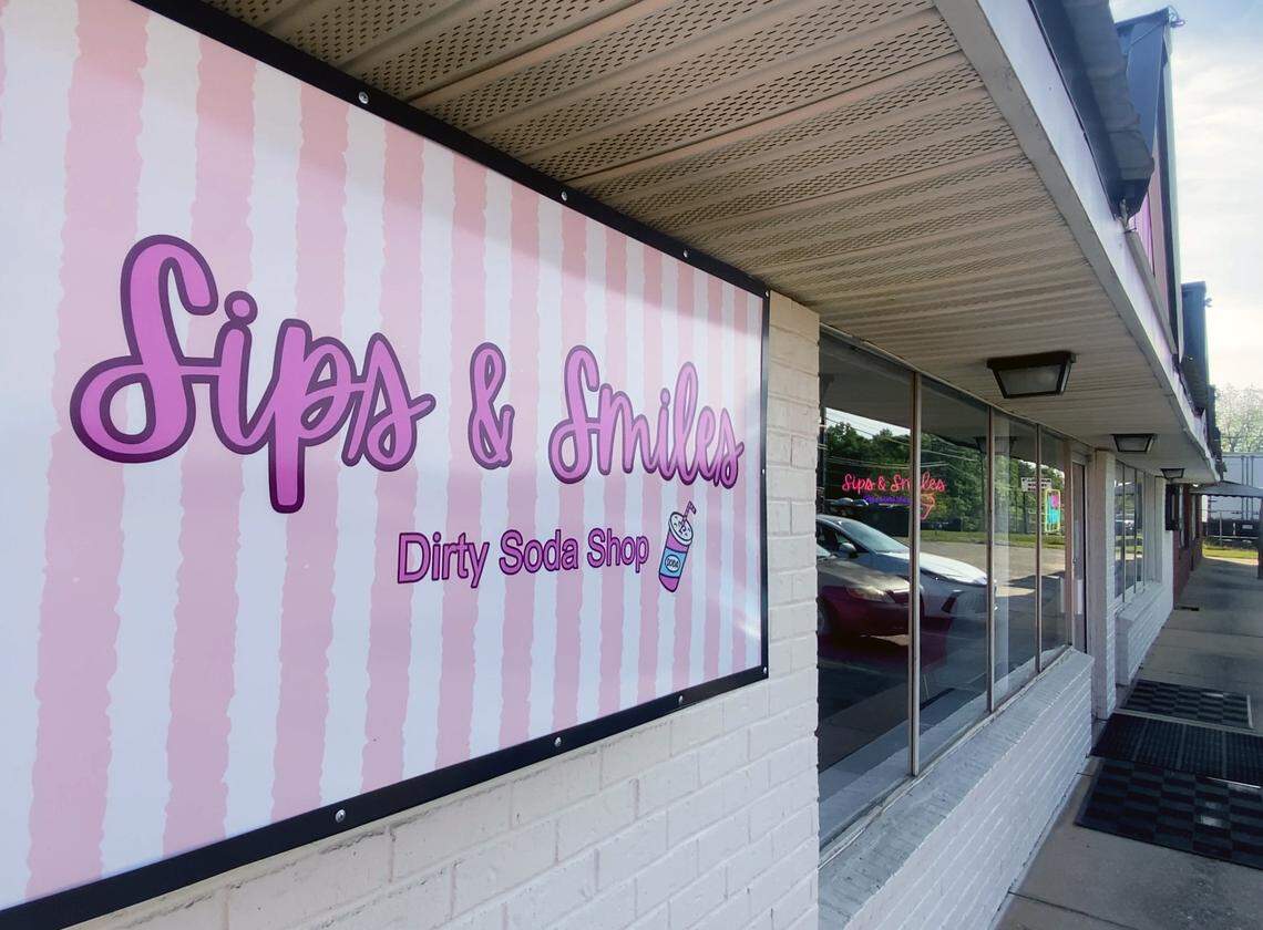 Sips & Smiles, a “dirty soda” shop, has opened at 3738 Opelika Road in Phenix City, pictured April 13, 2026.