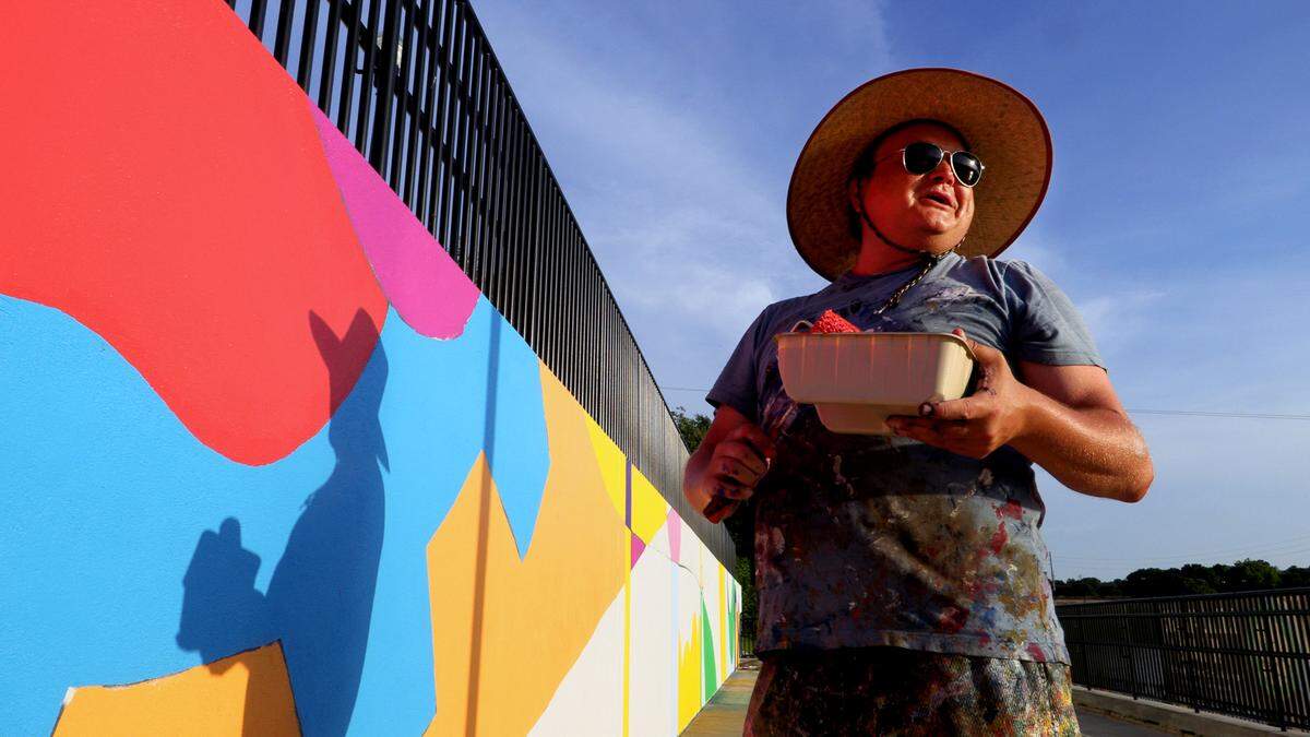 Chris Johnson, a muralist and retired Andrew College professor of art, is leading the design team in painting a mural along the Chattahoochee Riverwalk.The mural stretches along the riverbank’s three-tiered retaining wall where the Synovus Centre, 1111 Bay Ave., overlooks the Riverwalk between two of the most popular attractions on the riverfront: Waveshaper Island and Woodruff Park. 06/15/2023