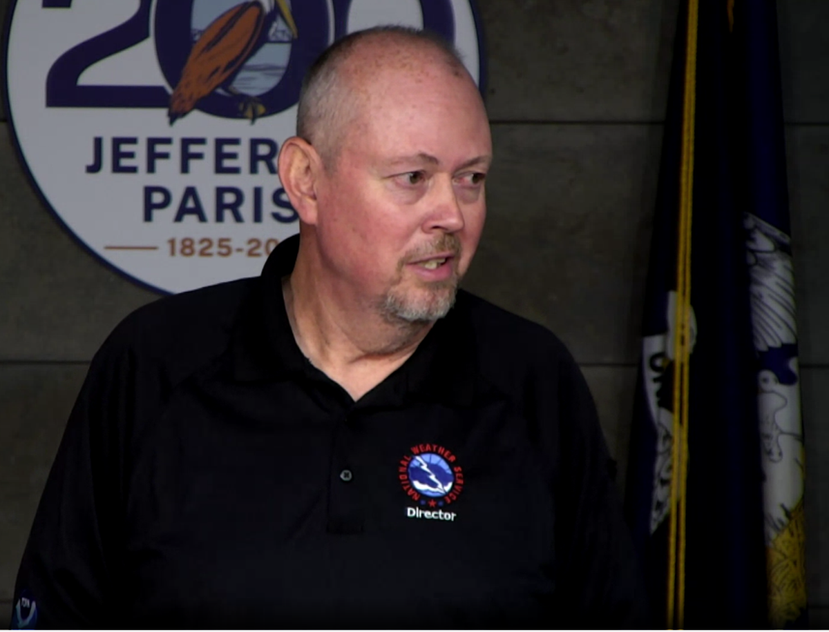 Ken Graham, director of the National Weather Service, speaks to press about the 2025 hurricane season in Jefferson Parish, LA.