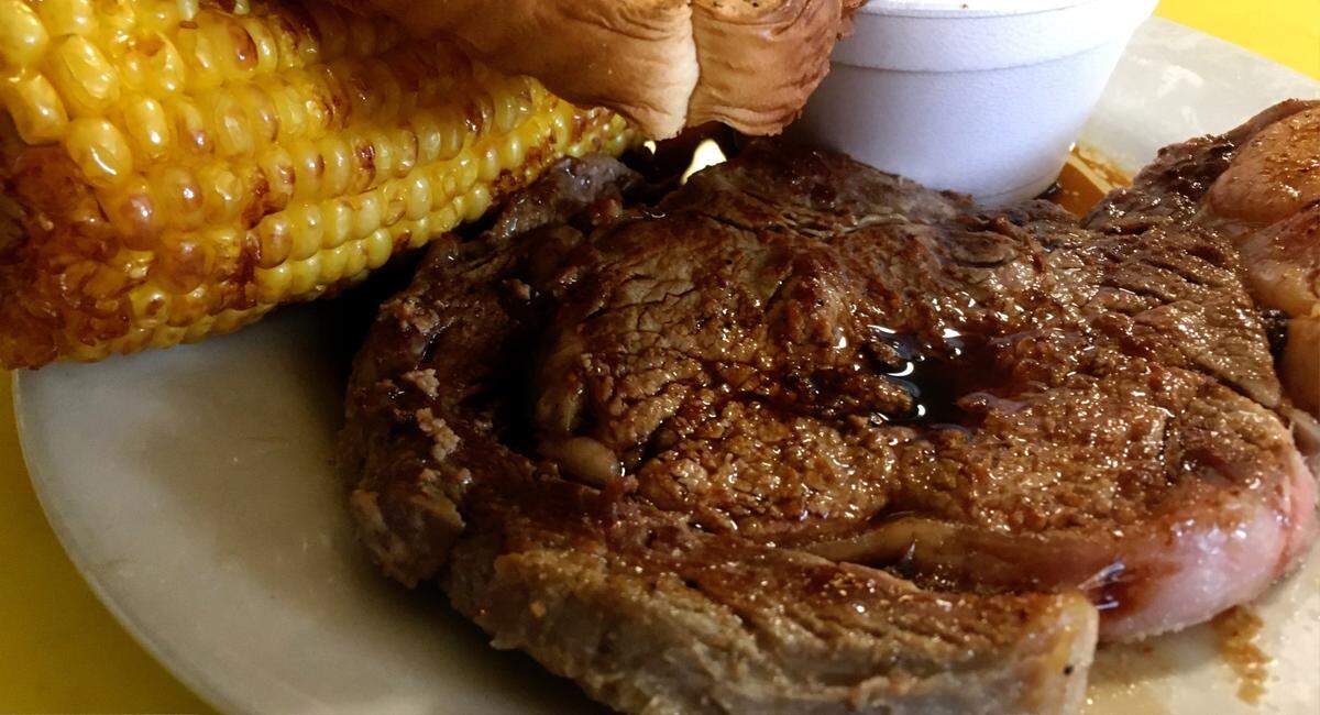 Ledger-Enquirer reporter Nick Wooten ordered the ribeye steak with sides of corn on the cob, and mashed potatoes with gravy, at Burt’s Butcher Shoppe & Eatery, located at 2932 Warm Springs Road in Columbus, Georgia.