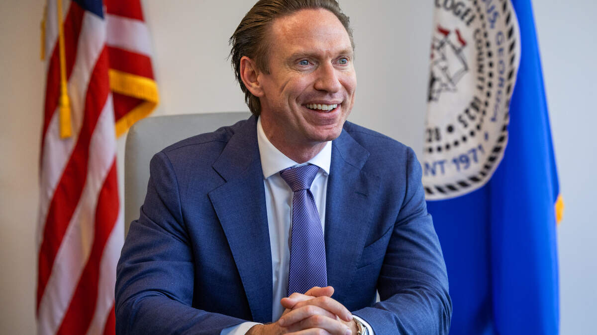 Columbus City Manager Tyson Begly answers questions from Ledger-Enquirer reporter Brittany McGee during a July 15, 2026, interview in Columbus, Ga.