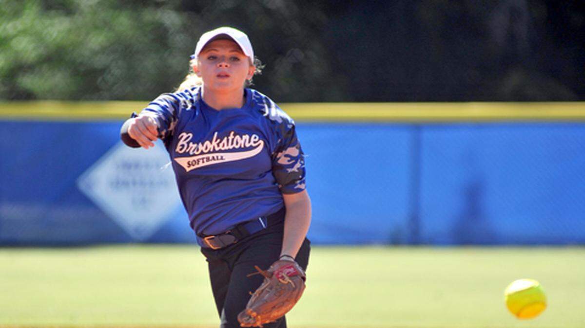 Helen Snavely delivers a pitch for Brookstone versus Landmark Christian softball game Wednesday afternoon