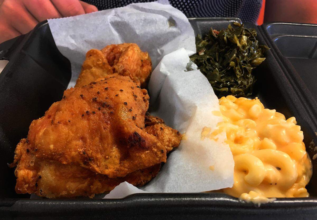 Lily B. Rose, located at 1222 10th Ave. in Phenix City offers Southern home cooking and includes menu items like fried chicken, macaroni & cheese and collard greens