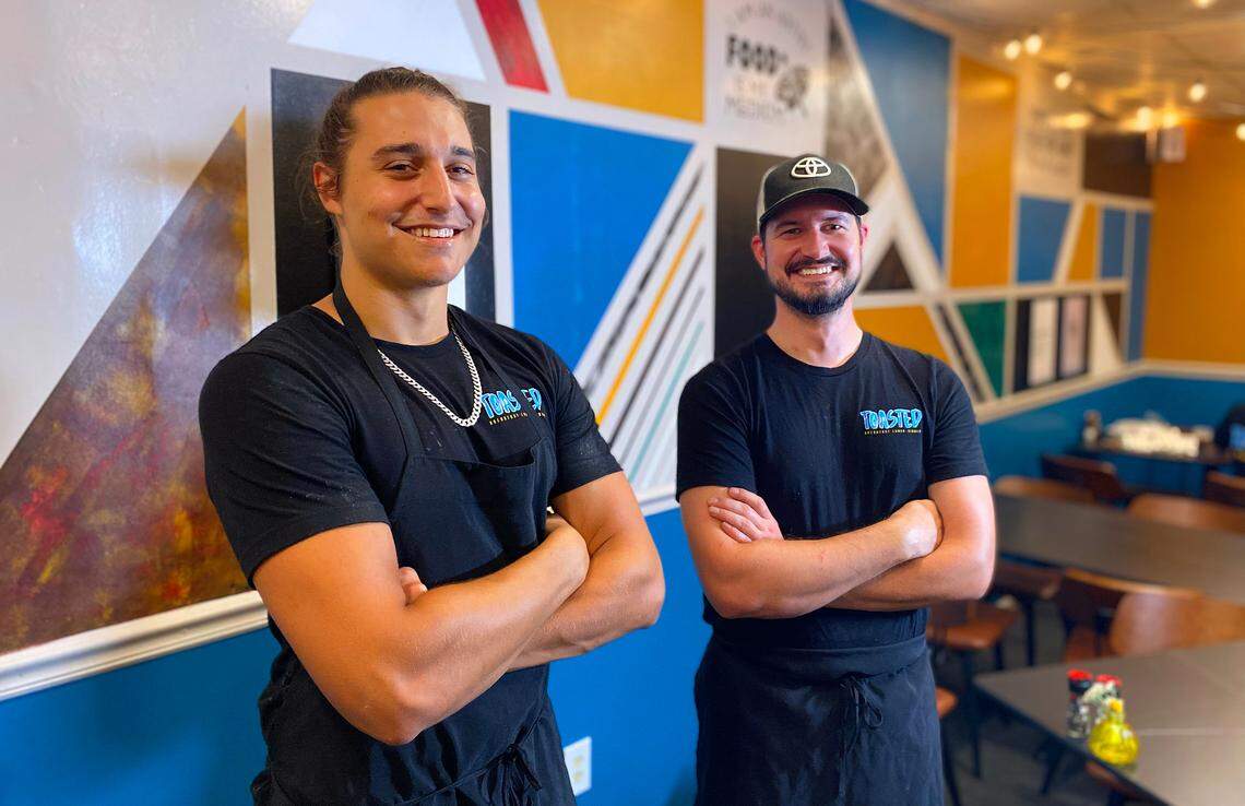 Aspen Jones, left, and Skylar Toole are brothers and owners of Toasted restaurant in Columbus, Georgia.