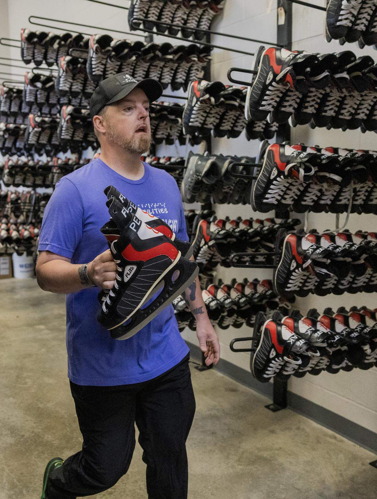 Jeremy Delany, a U.S. Army veteran and manager at the Columbus Ice Rink, pictured May 23, 2026, told the Ledger-Enquirer he has volunteered with Camp Abilities for about four years, beginning as a volunteer skater with the Chattahoochee Valley Warriors, the local disabled veterans hockey team.