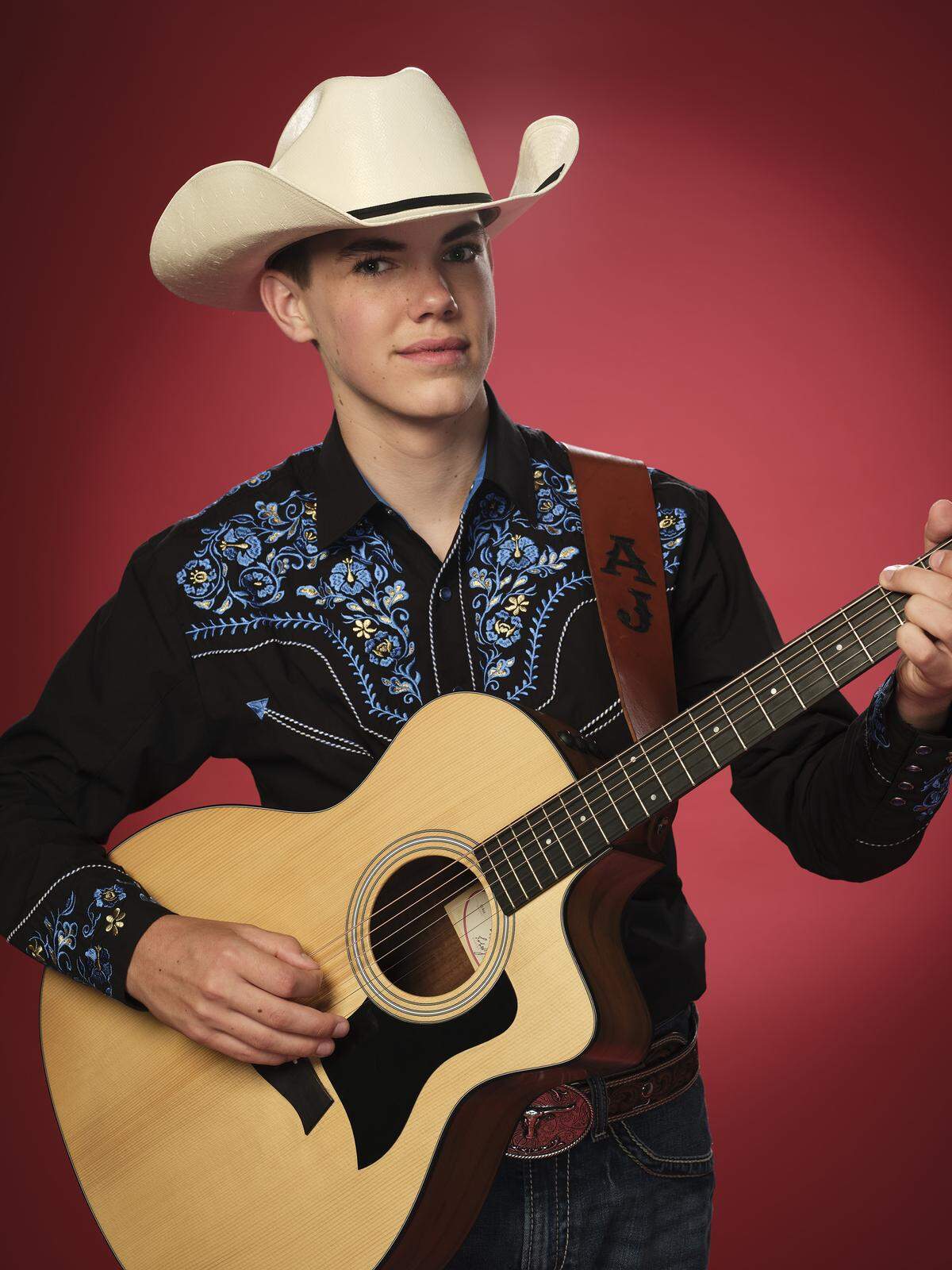 AJ Robinson of Cataula in Harris County, a ninth-grader at Calvary Christian School in Columbus, poses for a promotional photo at Universal Studios in Hollywood, California, where he performed during the Feb. 23, 2026, episode of the singing competition TV show “The Voice” on NBC.