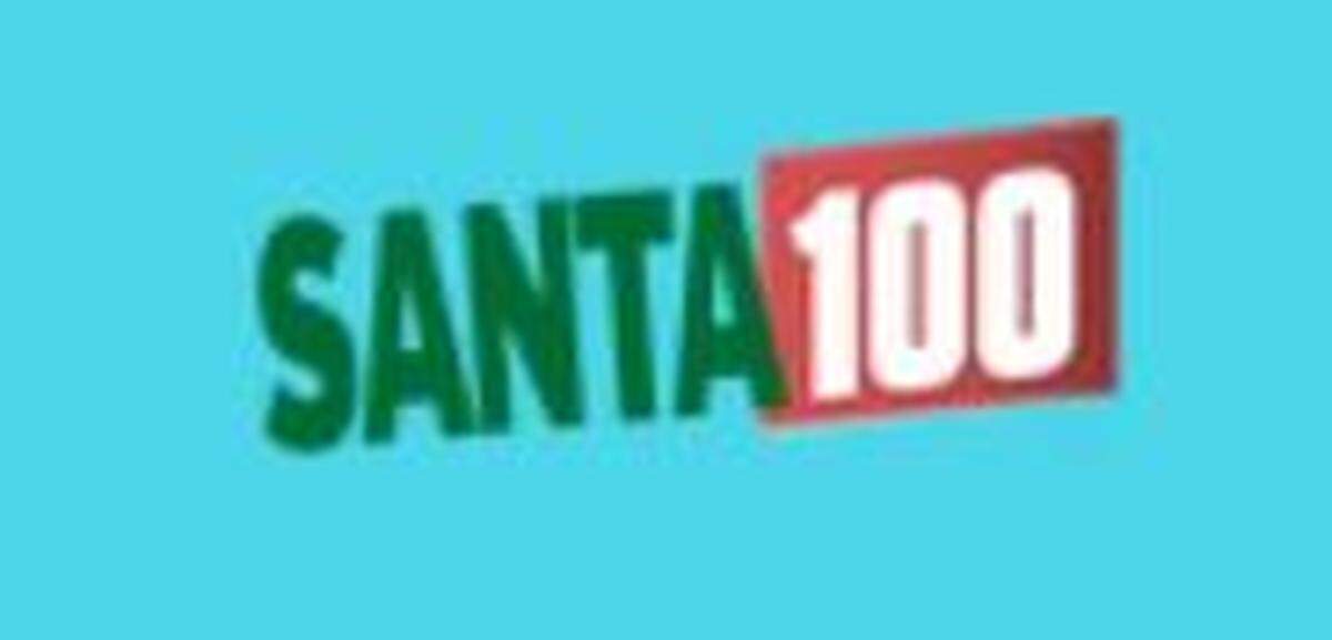 The new Santa 100 radio station logo