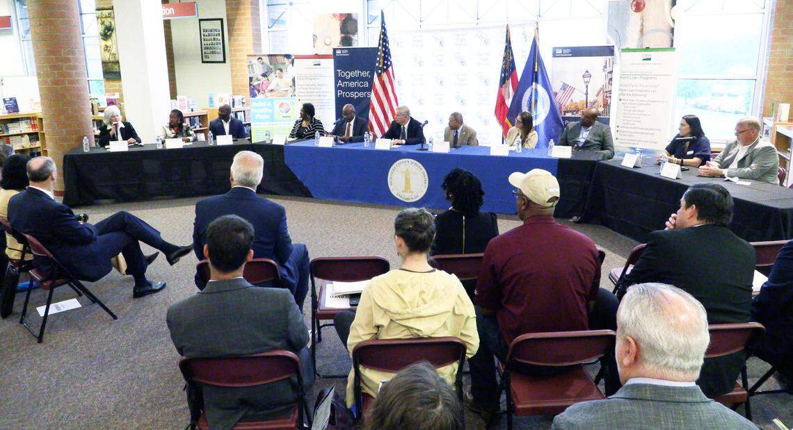 U.S. Secretary of Agriculture Tom Vilsack and Congressman Sanford D. Bishop, Jr. hosted an Investing in America Roundtable event Friday at G.W. Carver High School in Columbus, Georgia. 05/17/2024