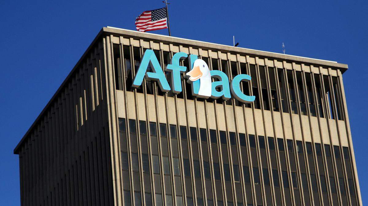 The Aflac tower headquarters rises into the sky on Wynnton Road.