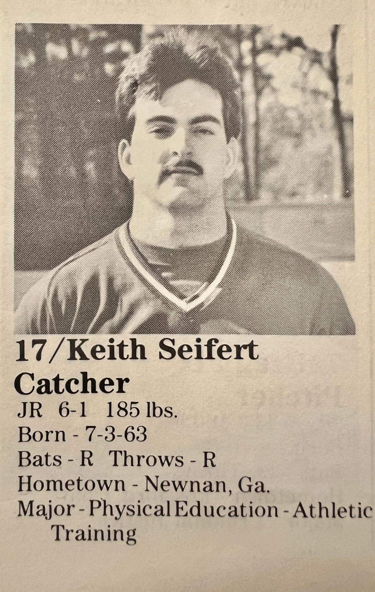 Keith Seifert is shown during the Columbus College 1985 baseball season.