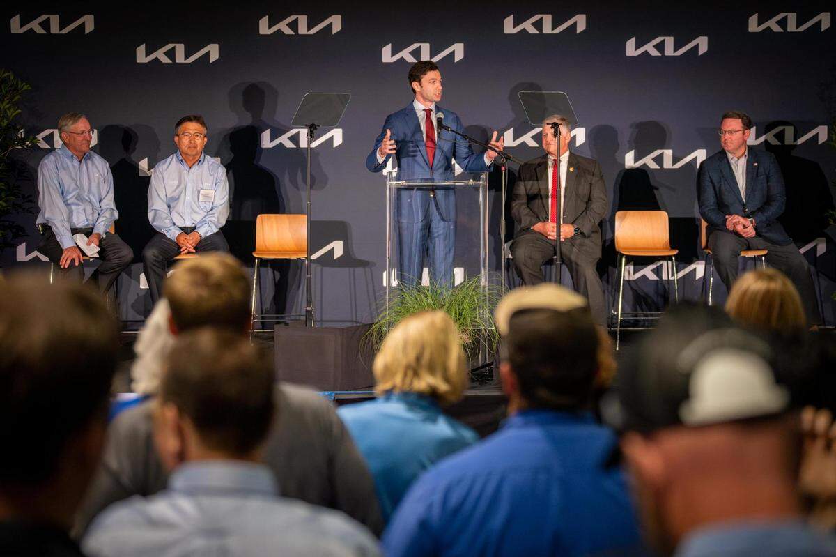 U.S. Senator Jon Ossoff celebrated the start of production for KIA’s first American-made electric vehicle at the West Point plant on May 30, 2024.