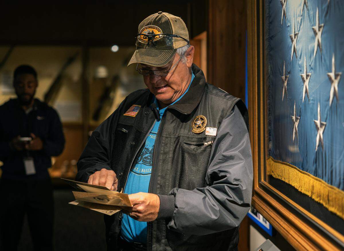 The Miracle Riders made the first stop on their 9,300-mile, Pony Express-themed ride from Columbus on May 1, 2026, at the National Infantry Museum and Soldier Center, where rider Brian Brock read a postcard written by Ken Killingsworth about U.S. Army Sgt. 1st Class Alwyn Cashe, who was awarded the Medal of Honor for his actions during Operation Iraqi Freedom.