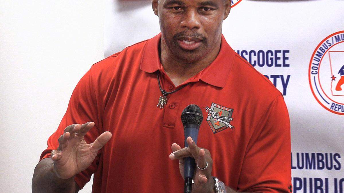 Herschel Walker, republican candidate for U.S. Senate in Georgia, campaigns in Columbus, Georgia on May 21, 2022. 05/22/2022