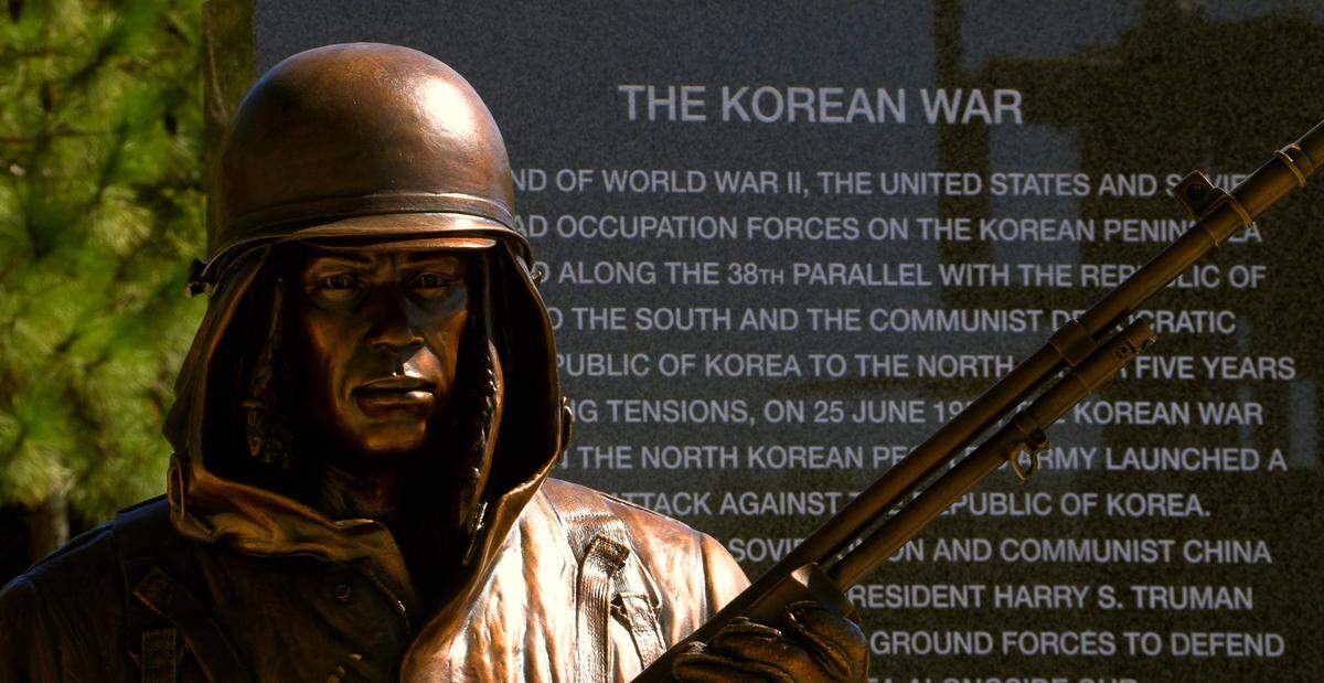 Four larger-than-life statues created by sculptor Jay Warren, including this one of a U.S. Army Infantryman from the Korean War, have now been installed to the Korean War Memorial at the National Infantry Museum. 10/21/2024