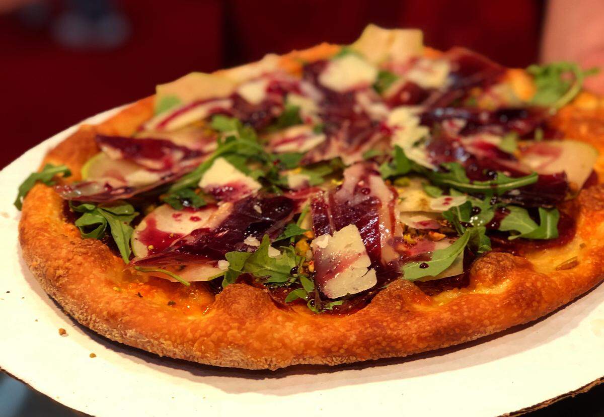 This pizza, made by Leo DiCesaris, owner of Cerrone’s Brick Oven Pizzeria in Columbus, Georgia, was the winner of the best non-traditional pizza from the Southeast Region in the 2019 International Pizza Challenge at the International Pizza Expo, held in early March in Las Vegas, Nevada.