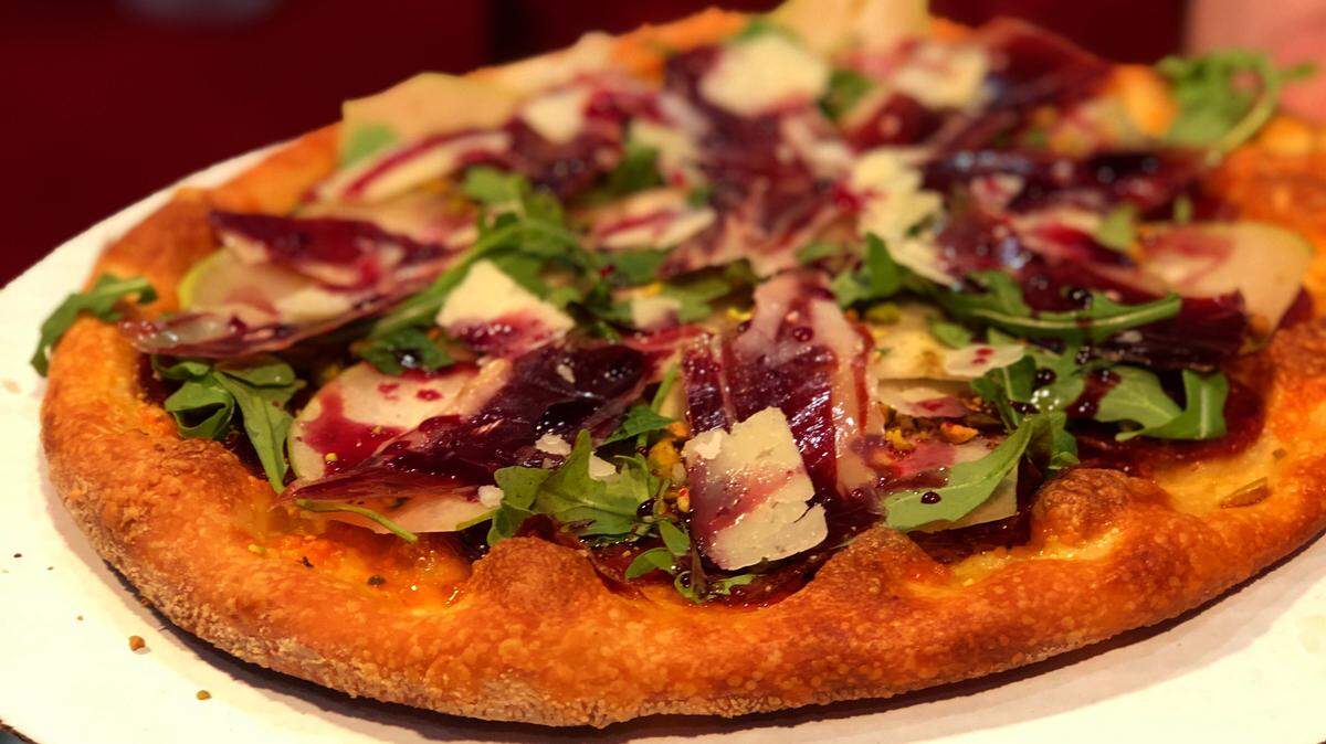 This pizza, made by Leo DiCesaris, owner of Cerrone’s Brick Oven Pizzeria in Columbus, Georgia, was the winner of the best non-traditional pizza from the Southeast Region in the 2019 International Pizza Challenge at the International Pizza Expo, held in early March in Las Vegas, Nevada.