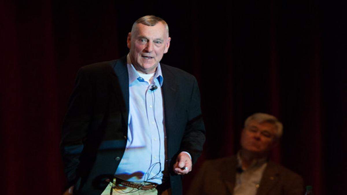 Retired Maj. Gen. Walter Wojdakowski, a former commanding general of Fort Benning, speaks during Friday's Liberation of Kuwait forum at Fort Benning.
