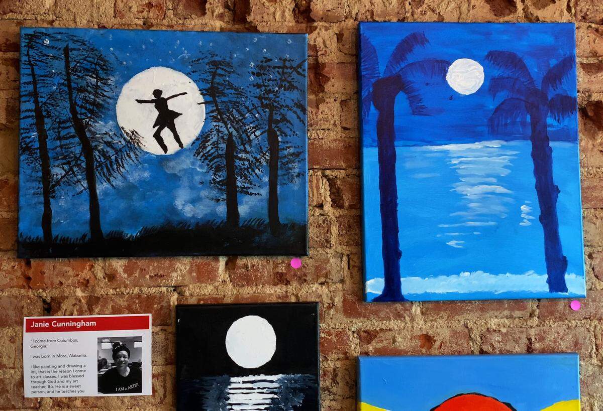 Janie Cunningham is among the artists featured at The Home Is Where The Art exhibition that showcases artwork from people experiencing homelessness in Muscogee County. 04/26/2025
