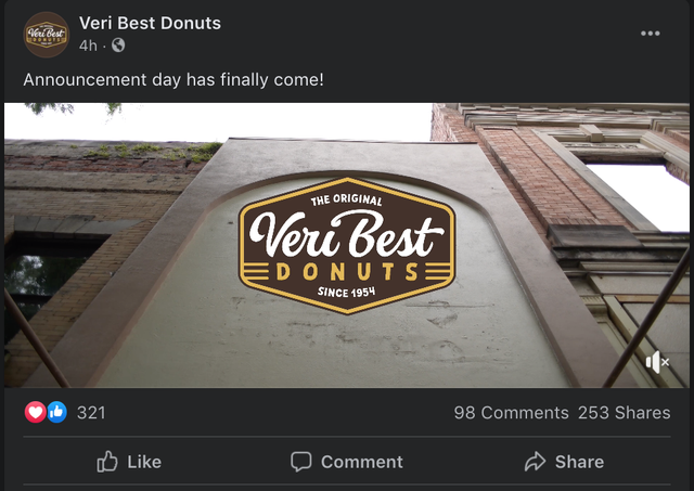 Veri Best Donuts in Columbus, Georgia, will reopen its doors in downtown Columbus. The shop announced the new location May 12, 2021.