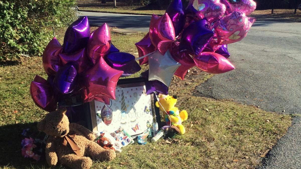 A memorial to Kamarie Holland is at the corner of Bowman Street and Evergreen Street in Columbus, Georgia. 12/15/2021