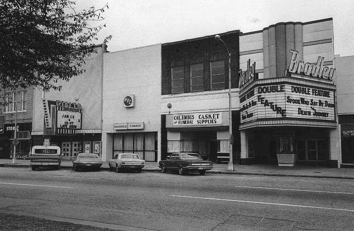 This file photo shows the historic Rialto and Bradley theaters in downtown Columbus.