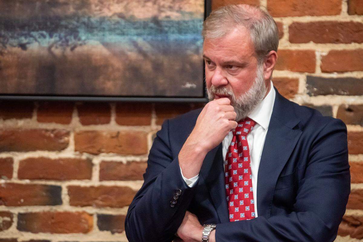 Acting District Attorney Don Kelly waits for updates to the election results during his watch party at the downtown Columbus Marriott hotel Nov. 5, 2024.