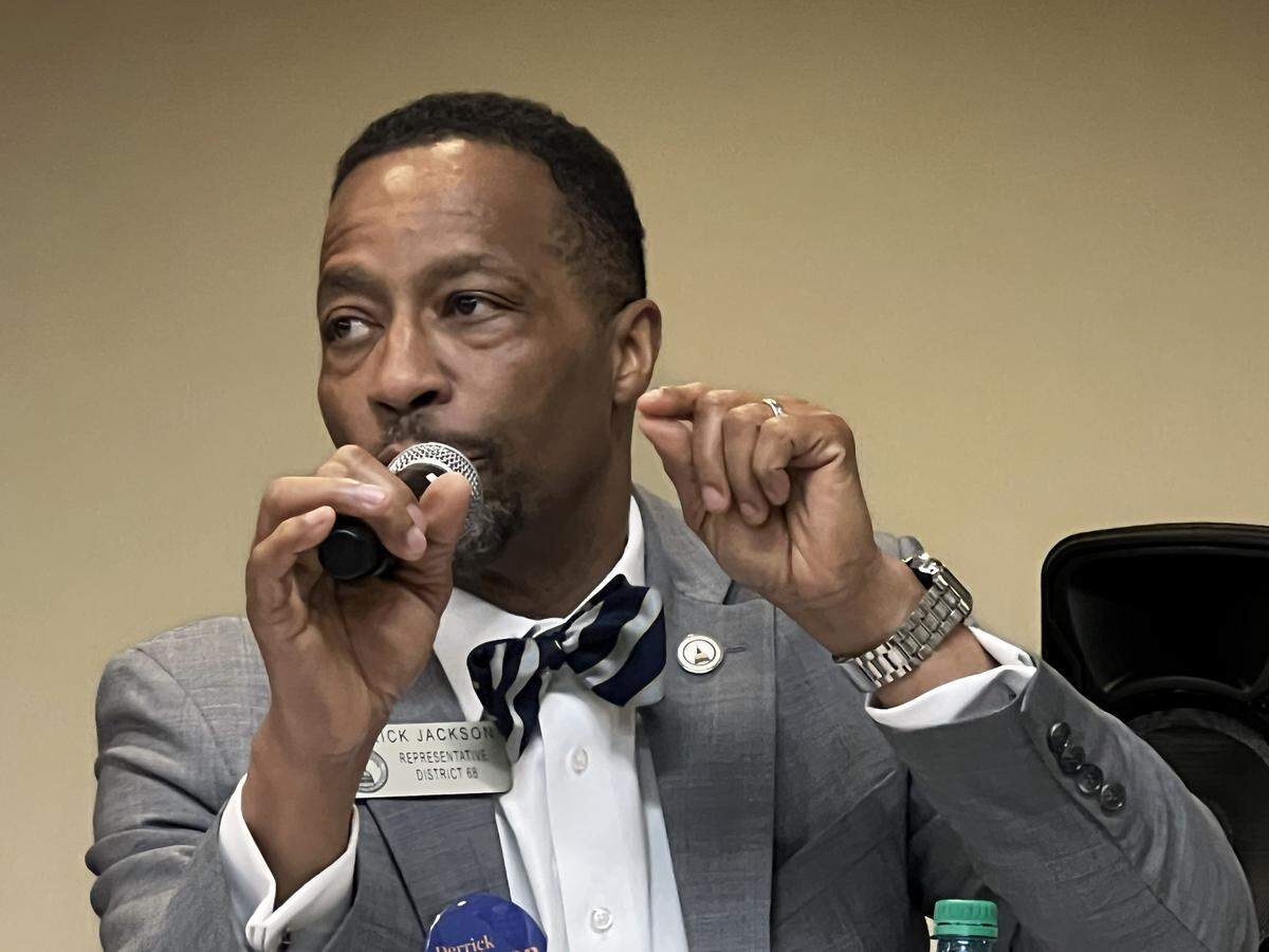 Derrick Jackson, a Democratic gubernatorial candidate in Georgia, participated in the Saving Democracy Forum in Columbus on March 12, 2026, at the Page-Doleman Complex, 800 Eighth Street.