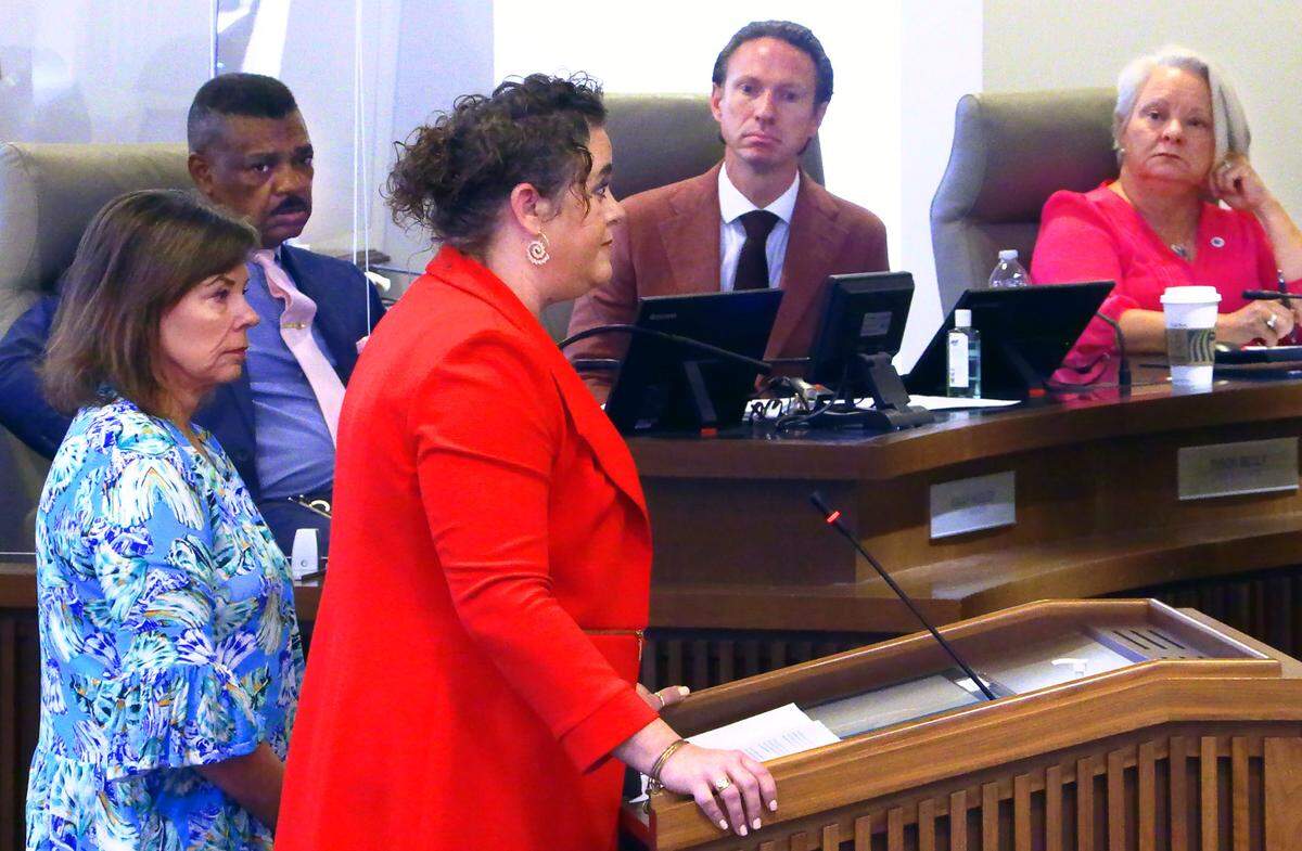 Danielle Varner, executive director at the Springer Opera House, speaks at the Oct. 10, 2023 meeting of Columbus Council in Columbus, Georgia. 10/10/2023