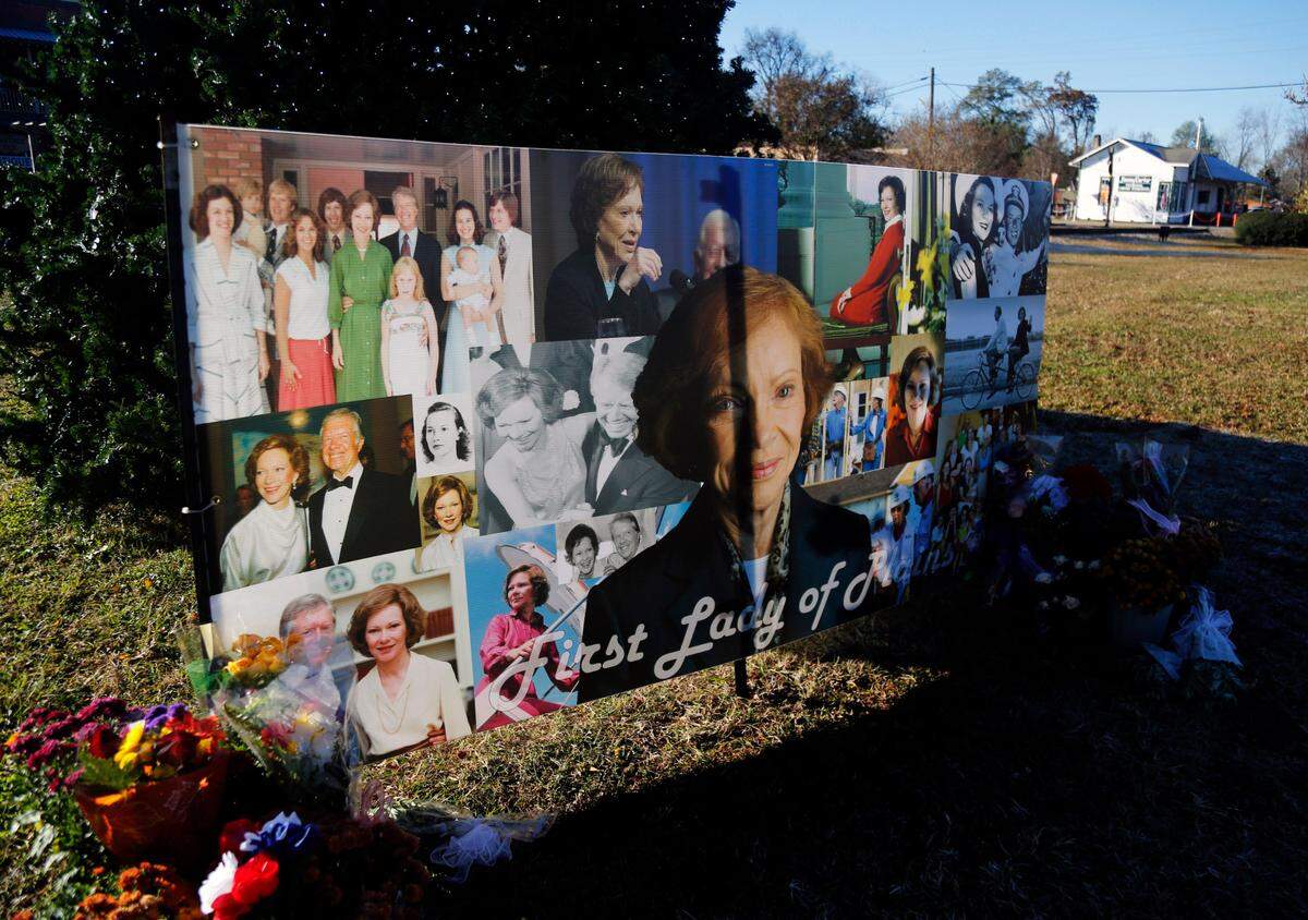 This memorial tribute to Rosalynn Carter is in downtown Plains, Georgia. 11/29/2023