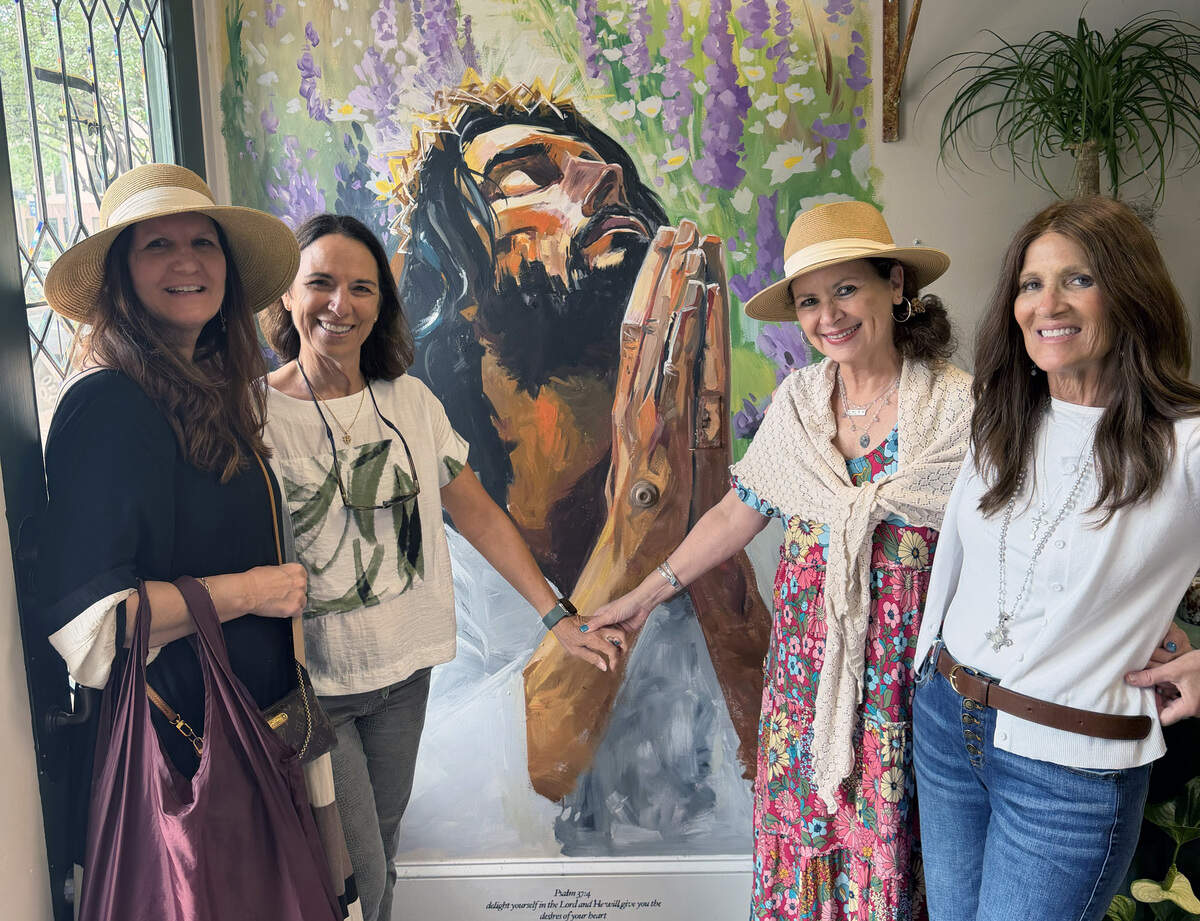 Visiting from Florida, the “THEO-logians” pose for a photo before departing Columbus. They are Suzanne Mavrakos, Linda Brandt, Roxanne Connor and Kim Crist.