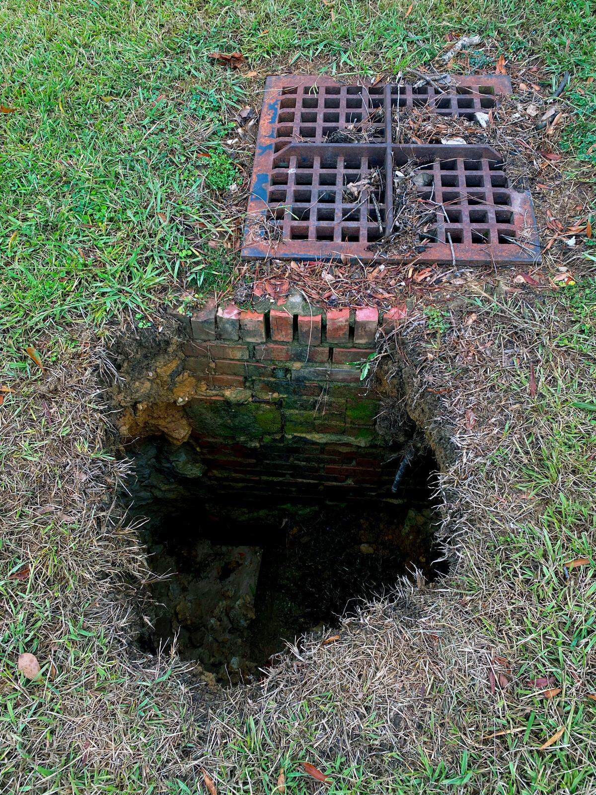 This photo shows the hole near Johnson Elementary School on Oct. 12, 2023.