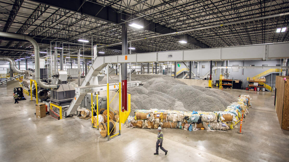 The inside of the Brightmark chemical recycling facility in Ashley, Indiana.