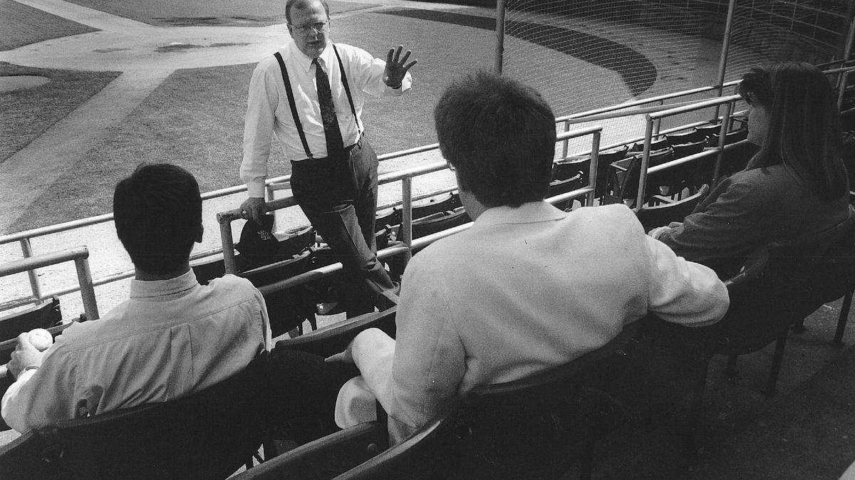 Columbus RedStixx general manager John Dittrich talks with staff members inside Golden Park in this undated file photo.