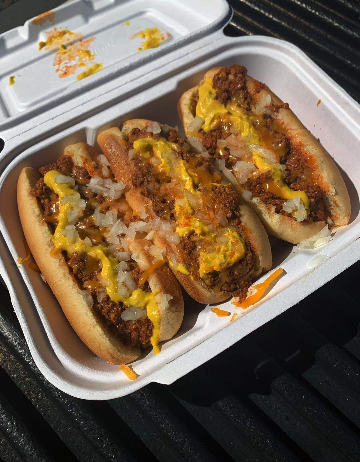 These are the chili dogs at Destiny Dogs, located at 310 8th Street in Columbus, Georgia.