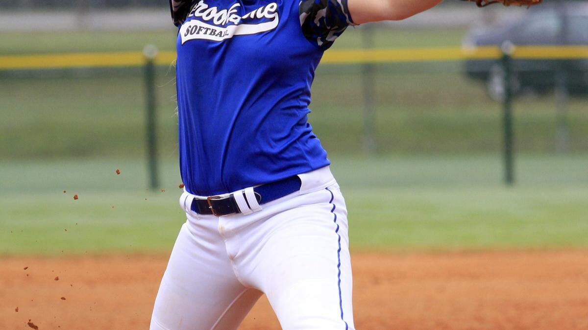 Mike Haskey mhaskey@ledger-enquirer.com 
 Brookstone pitcher Helen Snavely pitches to a Calvary Day batter Friday morning during the 2015-2016 GHSA Class A Private State Softball Tournament in Columbus. 10/29/15
