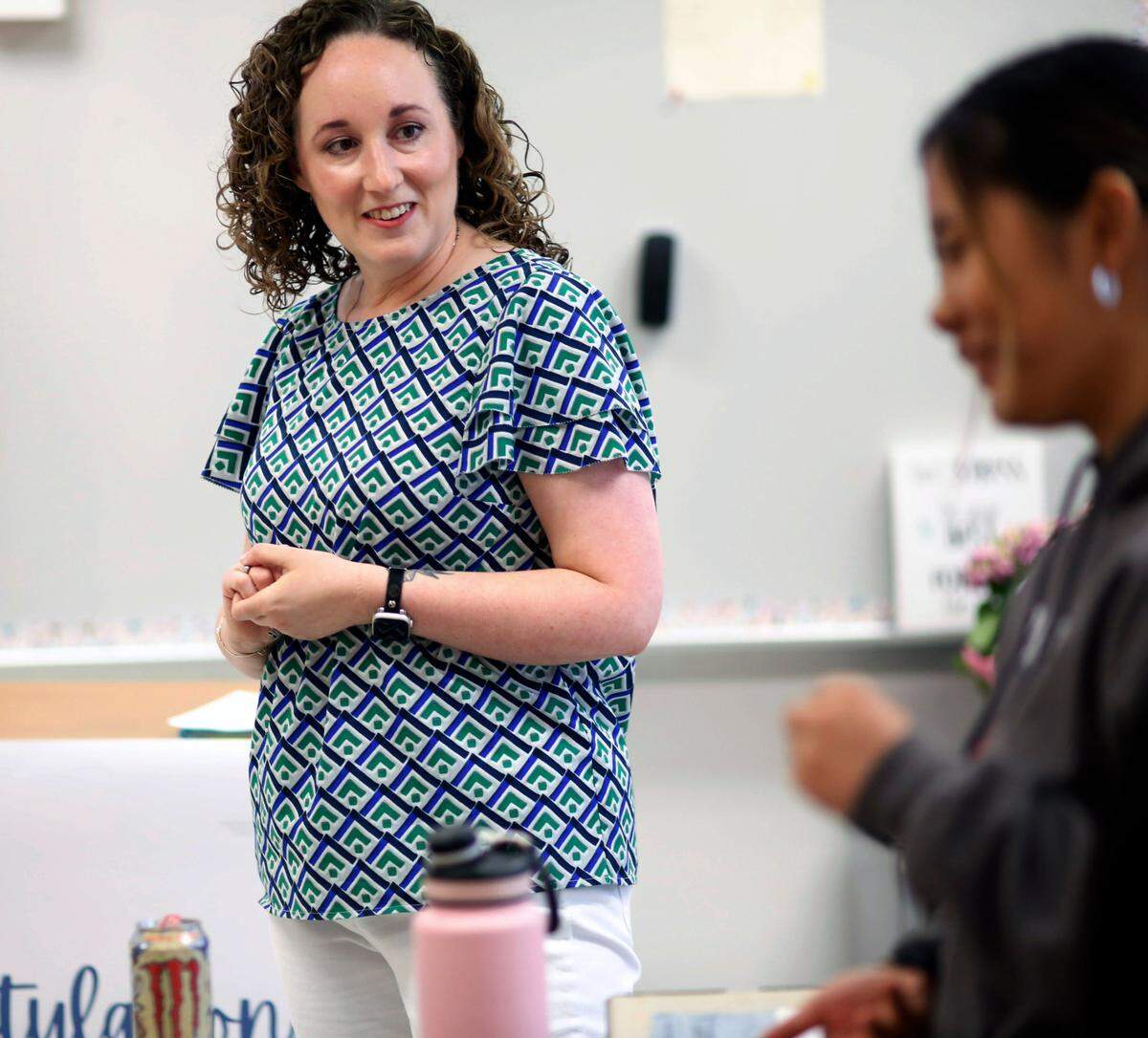 Northside High School teacher Christie Akers teaches students AP Seminar, an interdisciplinary course that requires students to make presentations that demonstrate skills in critical thinking, collaboration and research.