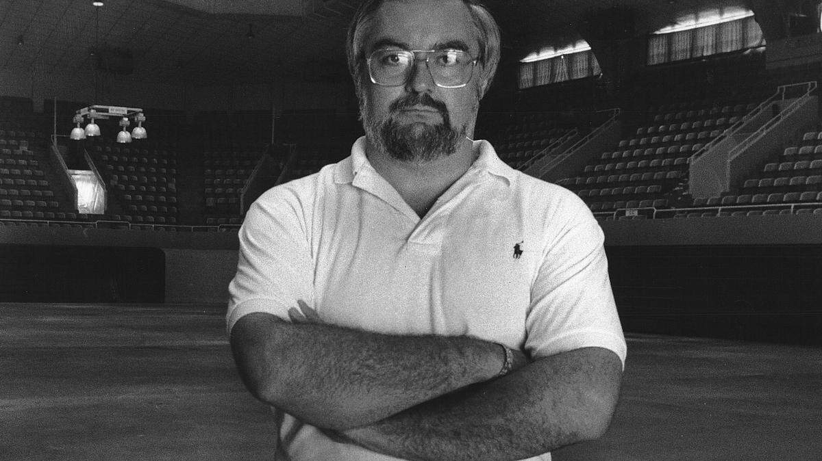 Mike Blackwell is shown in the old Columbus Municipal Auditorium in Columbus, Georgia.