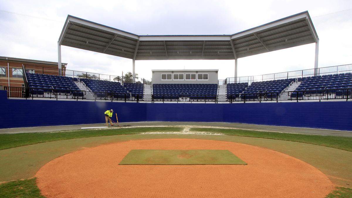 Mike Haskey mhaskey@ledger-enquirer.com 
 Renovations to the baseball stadium at Columbus State univesity are nearly complete. The renovations include 698 chair-back seats, a new roof that covers most of those seats and a floating backstop, which eliminates the poles that obstruct the view from the stands. It also includes an upgraded scoreboard with an area that can show photos and videos and a wheelchair lift to increase accessibility to the stands. 02/09/16