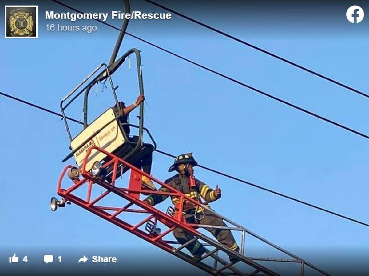 Firefighters rescued multiple people from the sky lift using an aerial ladder.