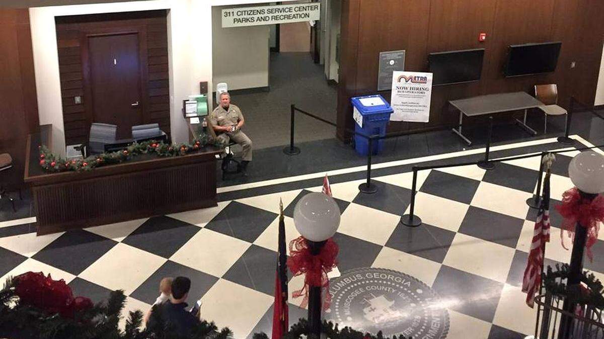 The Muscogee County Board of Elections and Registrations posted this photo to its Facebook page Friday, showing a near-empty City Service Center lobby with an hour of early voting left to go.