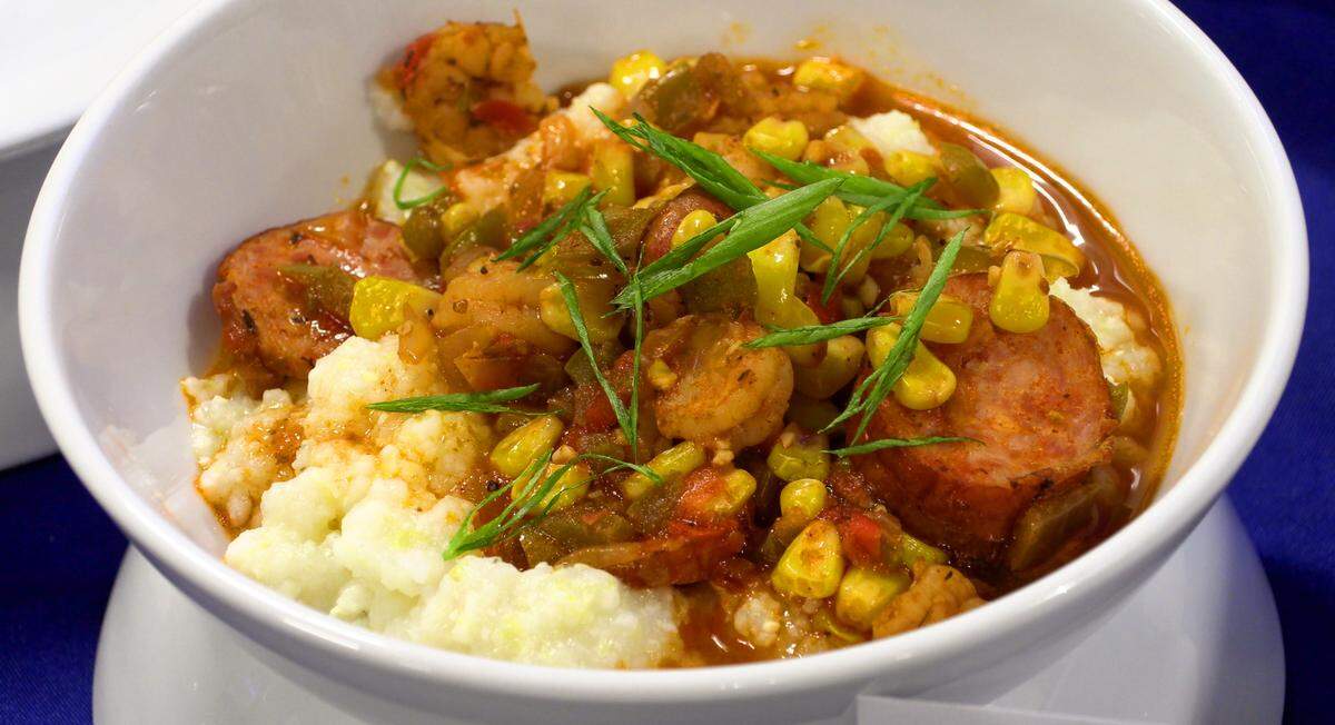 Piedmont Columbus Regional recently overhauled the menu and food options for patients. Among the new dishes is Lowcountry Shrimp & Grits . It includes Old Bay shrimp, andouille sausage, cheesy grits, peppers and onions, and corn.