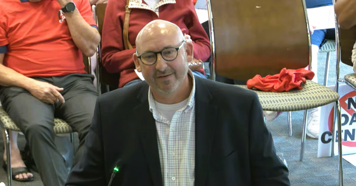 Columbus Water Works president Jeremy Cummings delivers a presentation about water capacity for proposed hyperscale data center Project Ruby during the June 9, 2026, Columbus Council meeting.