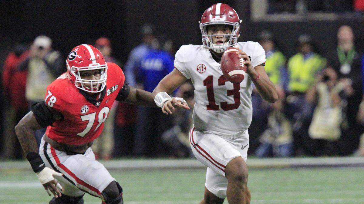 Alabama freshman quarterback Tua Tagovailoa takes over the in the second half against Georgia with a 13-point deficit. The Crimson Tide went on to beat the Bulldogs 26-23 in overtime to win the 2018 College Football Playoff National Championship title on Jan. 8 in Atlanta.