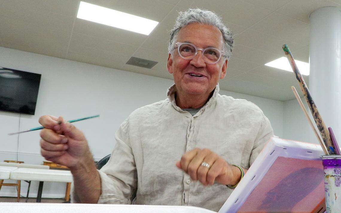 Columbus artist Bo Bartlett answers questions about the “Home Is Where The Art Is” program during an April 23, 2026, class at Second Baptist Church in Columbus.