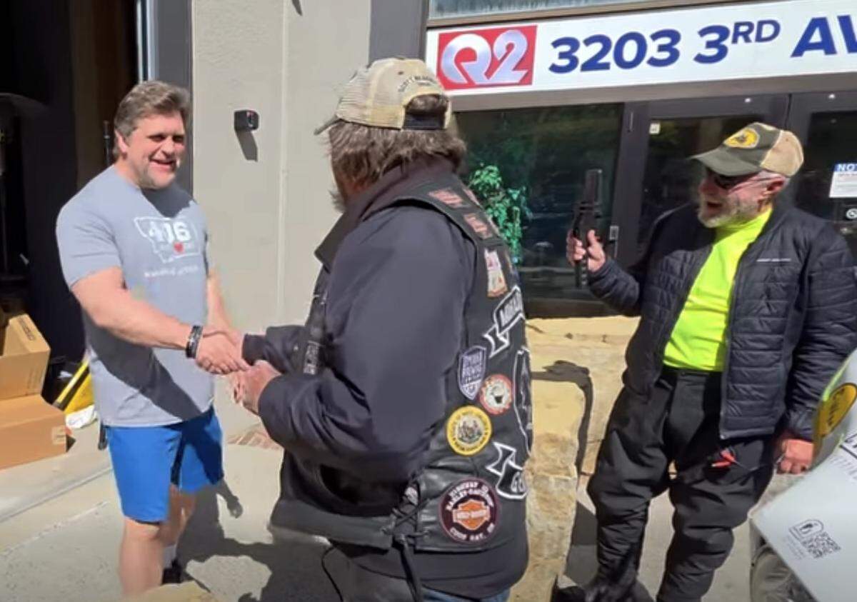 Miller Robson, meteorologist at KTVQ in Billings, Montana, was surprised to see Scott Ressmeyer and the other Miracle Riders show up at his television station during their 2026 trip. The Miracle Ride is a 9,300-mile motorcycle ride from Columbus through 16 states to raise awareness and money for Columbus State University’s College of Education & Health Professions.