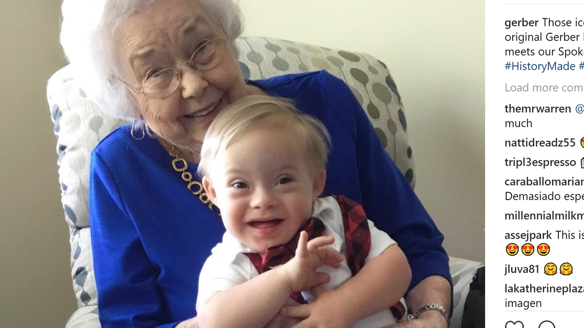 The original Gerber Baby, 91-year-old Ann Turner Cook, met the newest Gerber Baby, Lucas, who is the first face of Gerber to have Down Syndrome. A cute picture of the two went viral on social media.