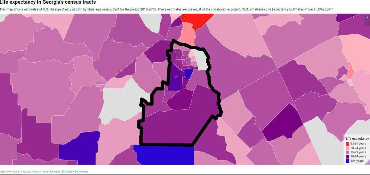 Life expectancy in Houston County’s census tracts
