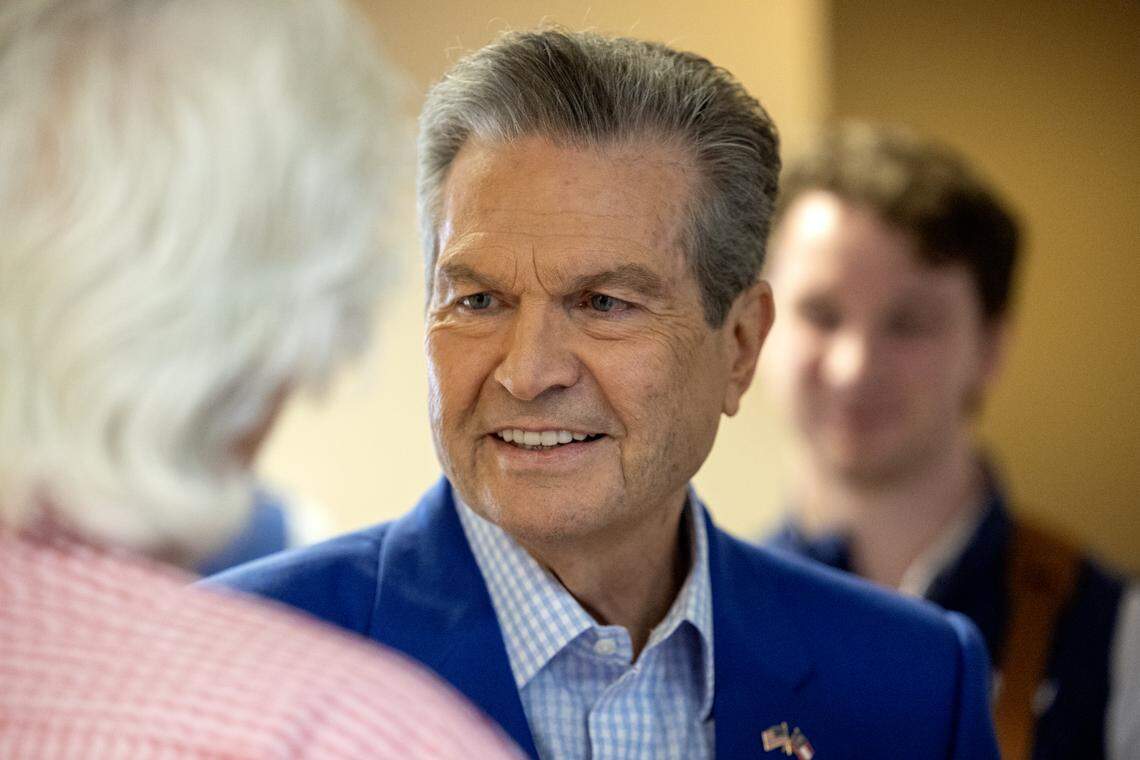 Rick Jackson, a Republican candidate for governor in Georgia, made a campaign stop April 28, 2026, at Flightways at the Columbus Airport in Columbus.